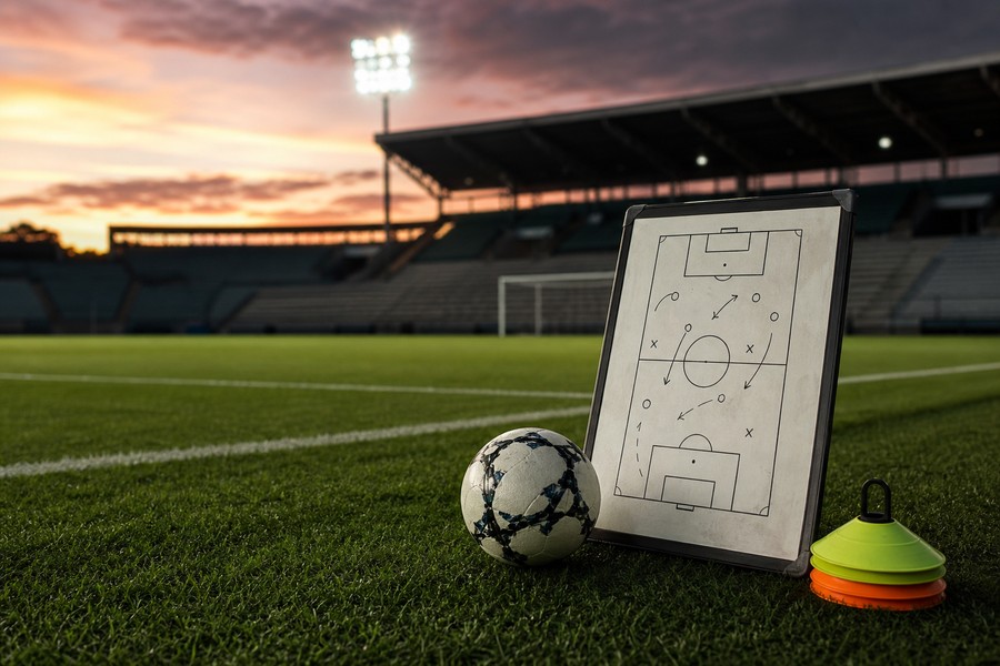 Campo de futebol com prancheta tática usado como capa sobre rodada do Brasileirão antes da pausa